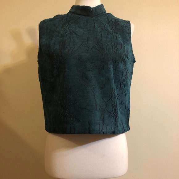 Mark. Chic Teal Sleeveless Mock Neck Crop Top - Picture 2 of 16